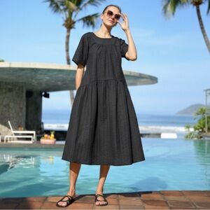 Wyatt Wylde Seersucker Arden Dress Black Size M